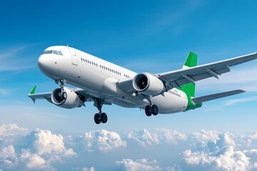 Flat lay design of travel concept with plane and cloud on blue background with copy space