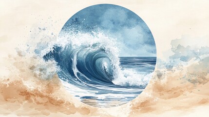 Ocean Wave Water Splash Coastal Seashore Painting