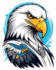 Fototapeta premium Colorful T-Shirt Logo Featuring a Hip Hop Eagle - Bold and Energetic Urban Streetwear Design