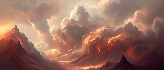 Epic Sunset Clouds Over Mountains