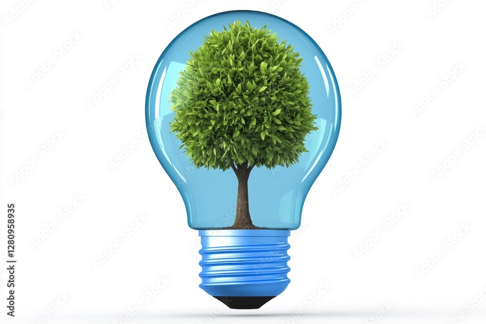 Aufkleber Conceptual image depicting a light bulb with a small tree growing inside symbolizing sustainable energy renewable resources and the potential for environmental growth and innovation