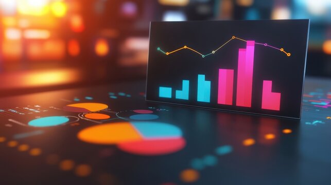 A detailed close-up of a business card featuring a prominent graph, illustrating data trends and business insights effectively.
