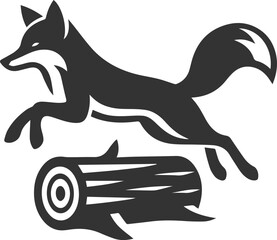 A fox jumping over a log animal vector silhouette