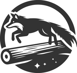 A fox jumping over a log animal vector silhouette