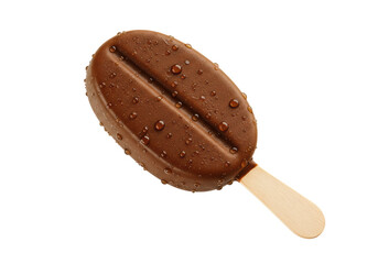 Isolated Chocolate Ice Cream Bar with Water Droplets, Frozen Dessert Treat