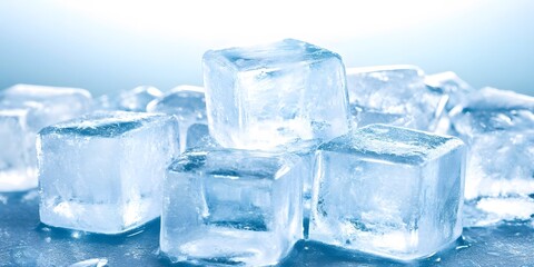 Obraz premium Crystal Clear Ice Cubes Close Up Photography