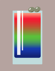 Colorful vector alcoholic shot with olives. Alcoholic cocktail icon for the menu, web, or design