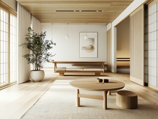 Interior View of a Modern Minimalist Interior Space