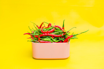 Chilies piled up in a box