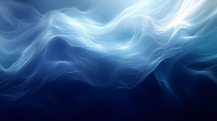 Fototapeta premium Abstract Flowing Waves of Blue and White Light Creating a Dreamy Oceanic Background