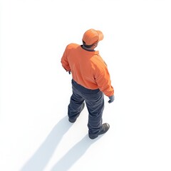 Fototapeta premium Ultra realistic factory worker isolated top or side view white background
