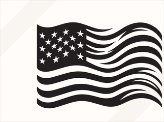Black American Flag Silhouette Illustration for Logos Prints and Design