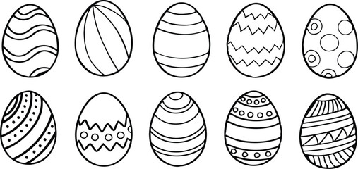 Easter eggs, Easter day festival icon set, ostern egg icons with decoration patterns symbols collection, logo isolated vector illustration