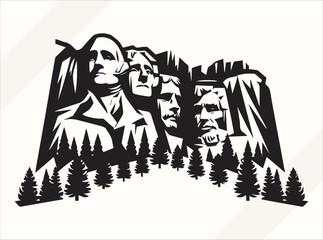 Black Mount Rushmore Silhouette Illustration for Logos Prints and Design © SOMPERS