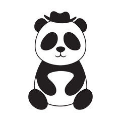 panda bear cartoon silhouette vector illustration
