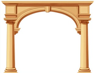 Naklejka premium Elegant Stone Arch: A beautifully crafted stone arch with classical columns stands, showcasing the timeless beauty of architecture, promising a journey through time.