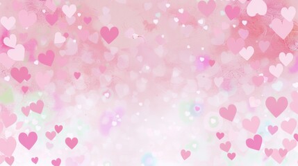 Fototapeta premium Enchanting Little Pink Paper Hearts Confetti Overlay for a Dreamy Vibe