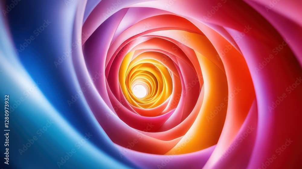 Wall mural colorful spiral tunnel of light with swirling patterns creating an eye-catching abstract background