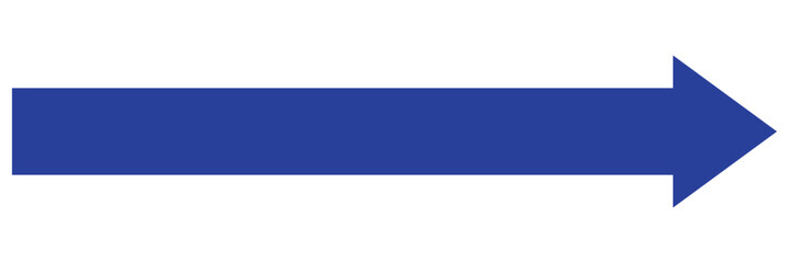 Blue long arrow to the right . Long arrow vector, isolated. Blue bold arrow isolated on white background Vector illustration.