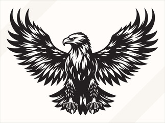  Black Bald Eagle Silhouette Illustration for Logos Prints and Design