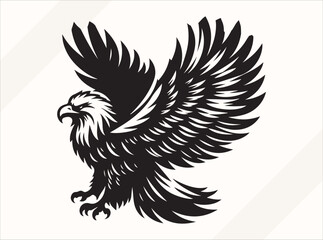  Black Bald Eagle Silhouette Illustration for Logos Prints and Design