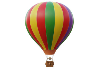 Fototapeta premium Isolated Vibrant Hot Air Balloon Against a Pure White Backdrop, Festive Celebration