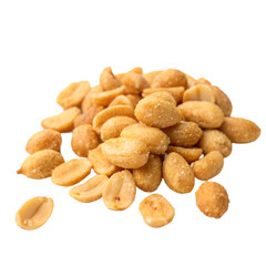 Tasty peanuts lying on white background