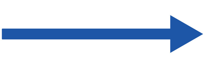 Blue long arrow to the right . Long arrow vector, isolated. Blue bold arrow isolated on white background Vector illustration.