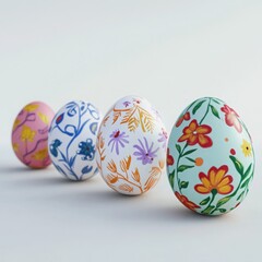 Ultra realistic painted egg designs isolated side view white background