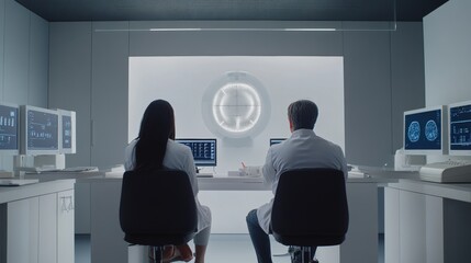 Autism research with scientists conducting cognitive function tests in a well-equipped lab. Featuring accuracy and innovation