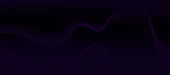 Purple background with flowing wave lines. Futuristic abstract technology concept. Vector illustration