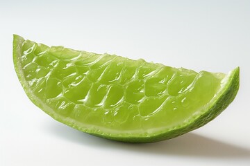 A vibrant green slice of aloe vera showcasing its jelly-like interior.