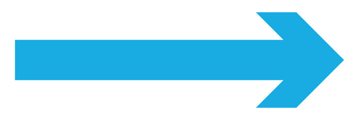 Obraz premium Blue long arrow pointing to the right. Straight long arrow icon, right thin line, blue cursor, horizontal element, thick pointer vector long arrow icon. Bold arrow icon .