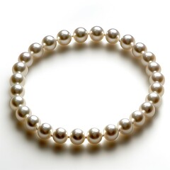 Obraz premium Elegant white pearl necklace displayed on a soft background, showcasing its luster and timeless beauty.