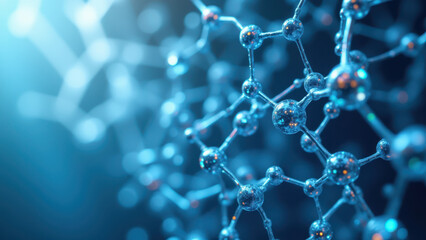 A molecular structure of Semaglutide with a zoomed-in view showcasing its chemical bonds.