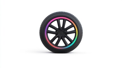 Vibrant Rainbow Rim: A Stylish Alloy Wheel Design