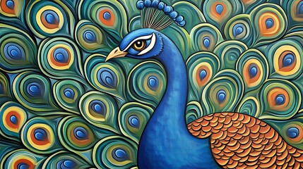 Closeup Vibrant Peacock Feathers Displaying Iridescent Blue Green Gold Colors