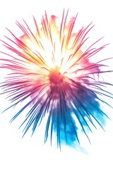 Obraz premium A vibrant explosion of colors creates a stunning visual effect, showcasing a fiery burst of pink, orange, and blue hues.