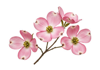 Isolated Delicate Pink Dogwood Blossoms on Branch
