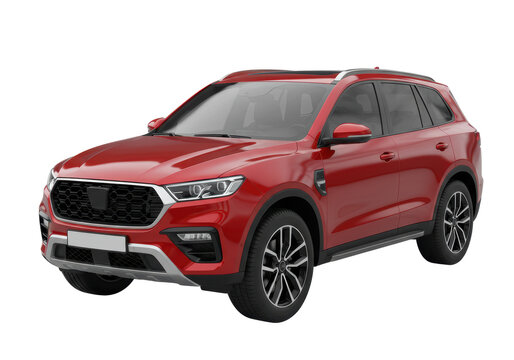 Fototapeta Isolated Stylish Red SUV Vehicle