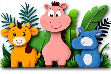 Naklejka premium English alphabet with cute cartoon animals for kids education Letter with a funny animal