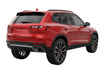 Isolated Back View of a Sport Red SUV