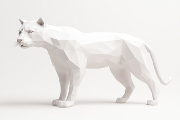 Obraz premium A minimalist polygonal sculpture of a white animal representing modern design.