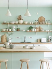 Modern kitchen showcases interior design for a minimalist aesthetic