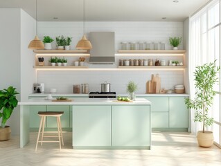 Modern kitchen showcasing a light filled well designed interior space