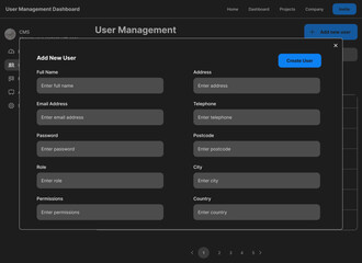 User Management, Users Roles, Role Permissions, Profile Administration Black CMS App Ui Kit Template