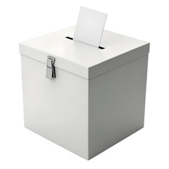 Ballot box with vote submission: democratic process, election symbol, civic duty. Isolated on a transparent background, PNG.