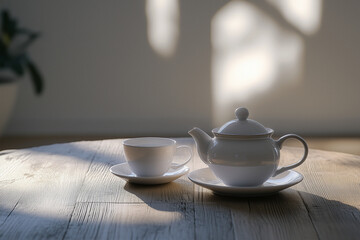 Fototapeta premium tea cup on wooden table