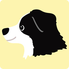 Simple and cute illustration of Border Collie in side view no outlines