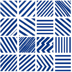 Obraz premium Blue and white tile geometric shapes pattern